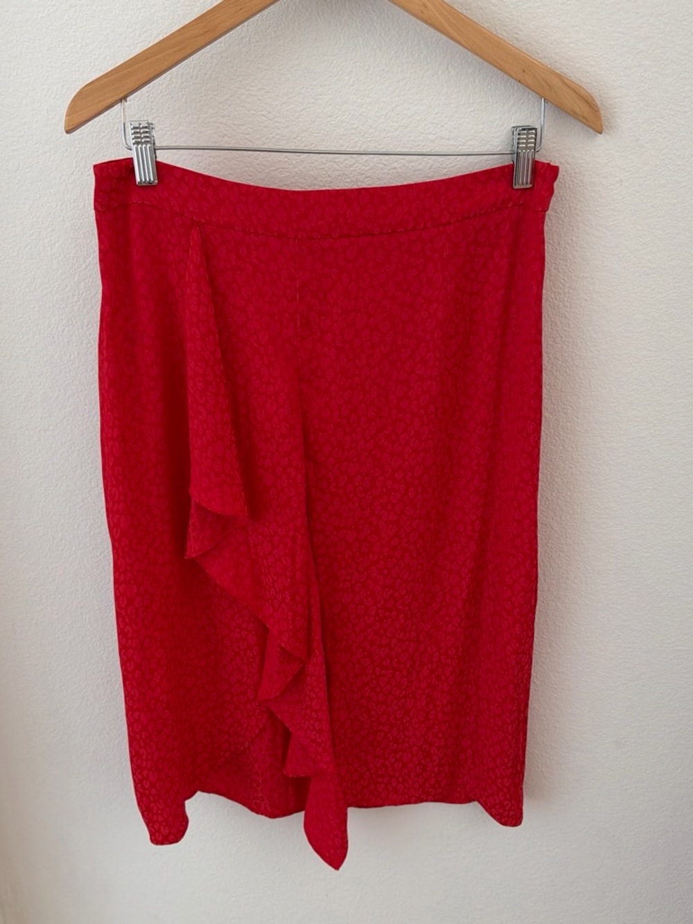 1. State Red Ruffle-Front Pencil Skirt